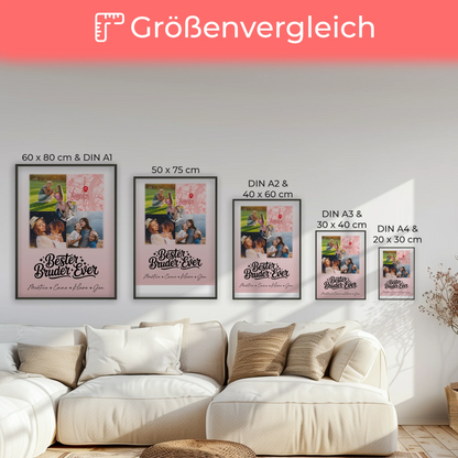 Karten Poster Personalisiert mit 3 Fotos und Herz Foto für den besten Bruder Ever