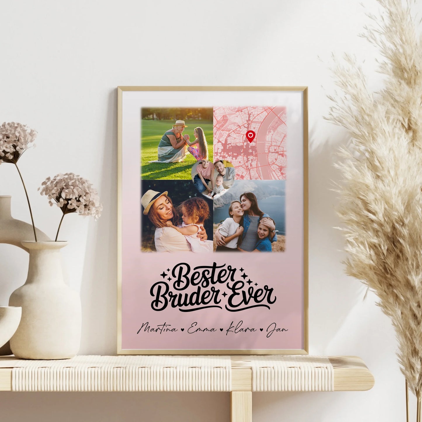 Karten Poster Personalisiert mit 3 Fotos und Herz Foto für den besten Bruder Ever