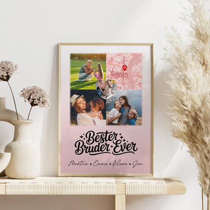 Karten Poster Personalisiert mit 3 Fotos und Herz Foto für den besten Bruder Ever
