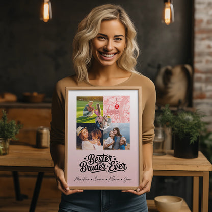 Karten Poster Personalisiert mit 3 Fotos und Herz Foto für den besten Bruder Ever