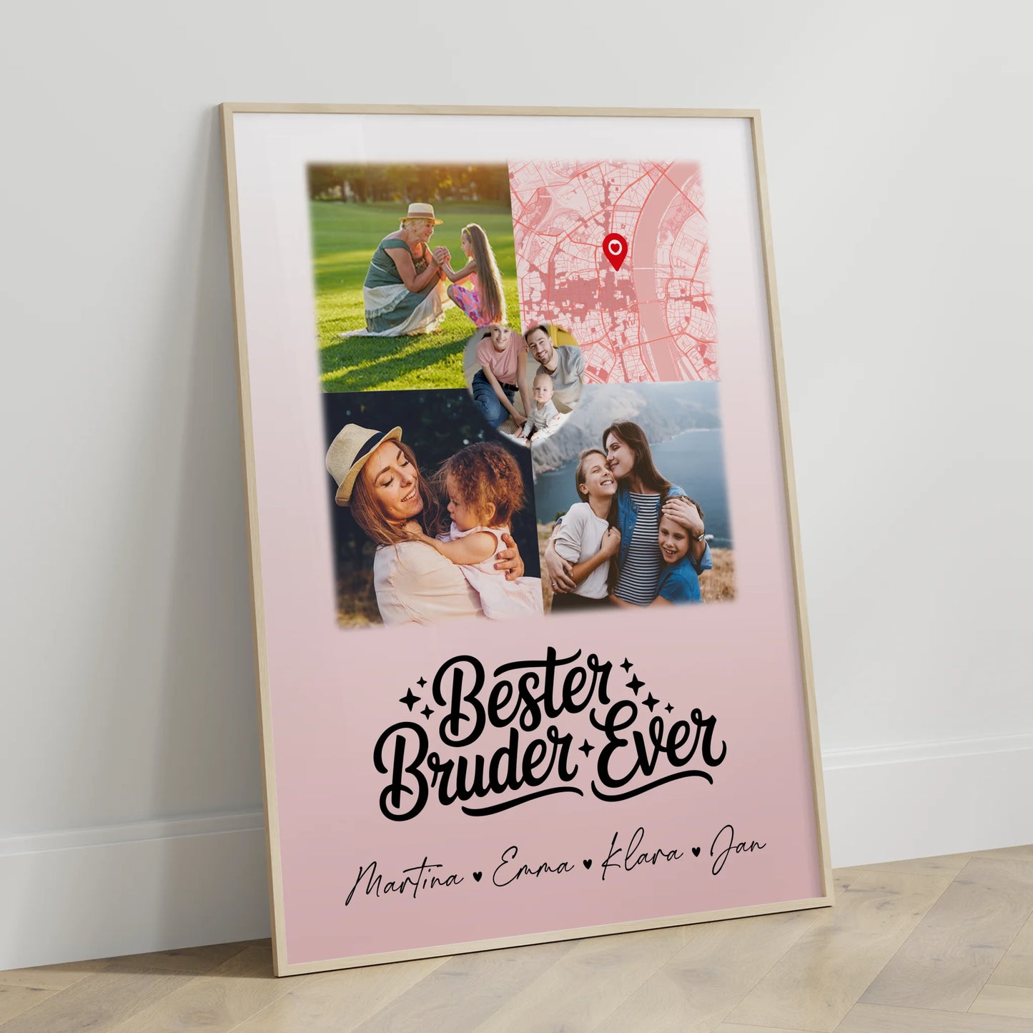 Karten Poster Personalisiert mit 3 Fotos und Herz Foto für den besten Bruder Ever