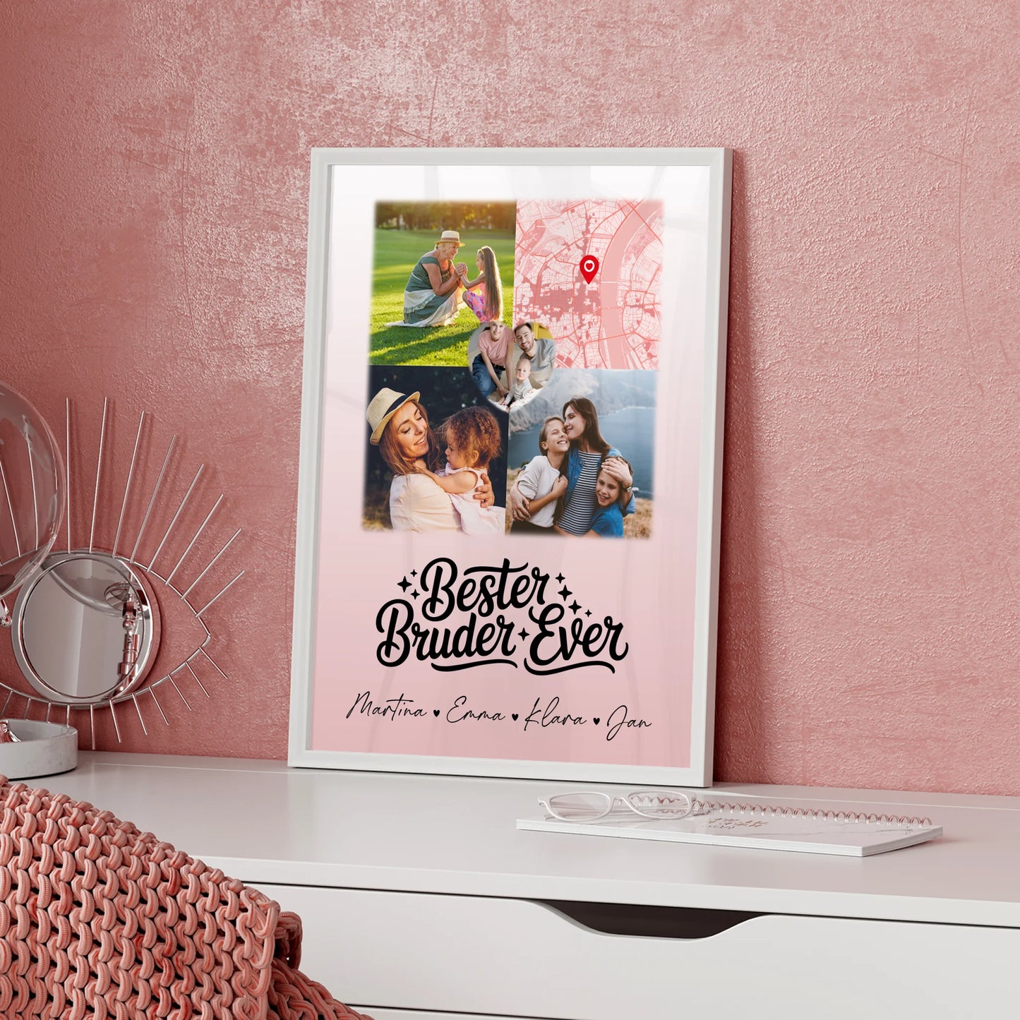 Karten Poster Personalisiert mit 3 Fotos und Herz Foto für den besten Bruder Ever