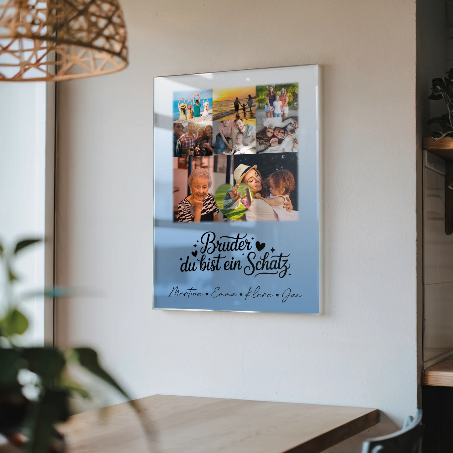 Personalisierte Geschenke mit Foto Mit Acrylglas 8 Fotos und 1 Herz Foto für Bruder du bist mein Schatz