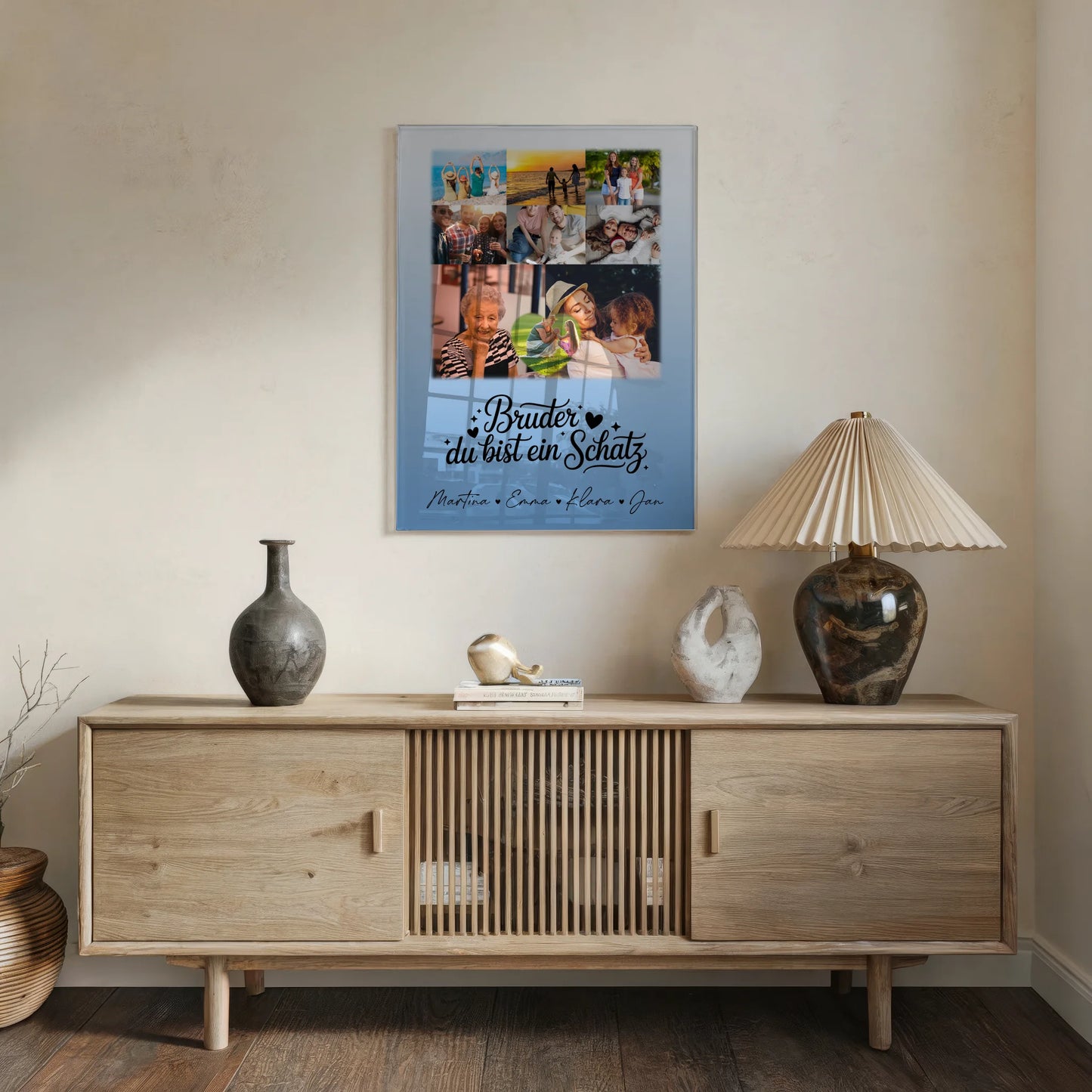 Personalisierte Geschenke mit Foto Mit Acrylglas 8 Fotos und 1 Herz Foto für Bruder du bist mein Schatz