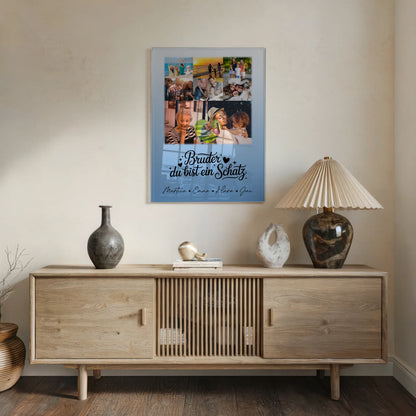 Personalisierte Geschenke mit Foto Mit Acrylglas 8 Fotos und 1 Herz Foto für Bruder du bist mein Schatz