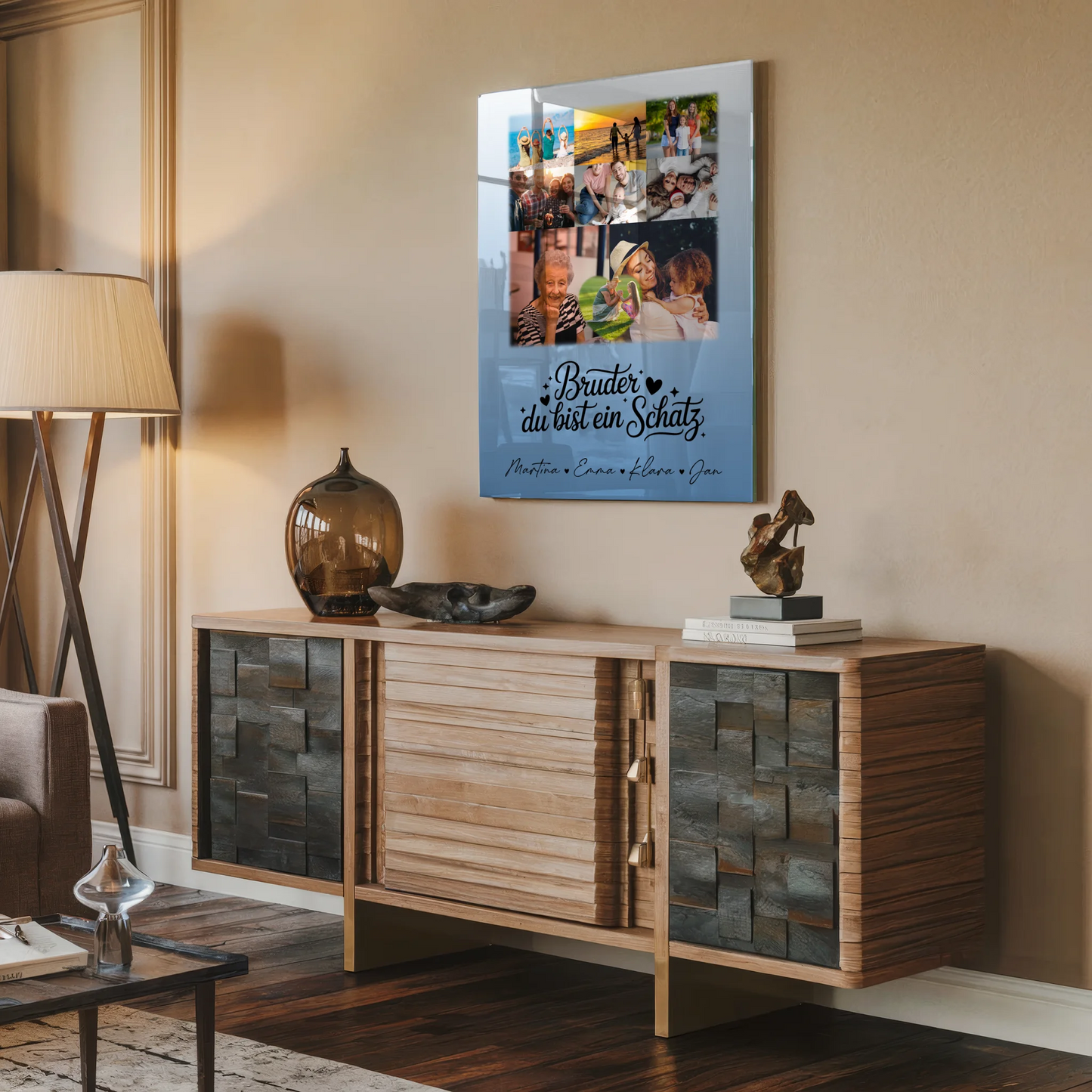 Personalisierte Geschenke mit Foto Mit Acrylglas 8 Fotos und 1 Herz Foto für Bruder du bist mein Schatz