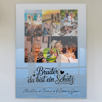 Personalisierte Geschenke mit Foto Mit Acrylglas 8 Fotos und 1 Herz Foto für Bruder du bist mein Schatz