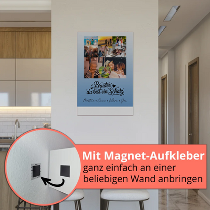 Magnetposter Fotoboard mit 8 Fotos und 1 Herz Foto Bruder du bist mein Schatz personalisiertes Geschenk 5