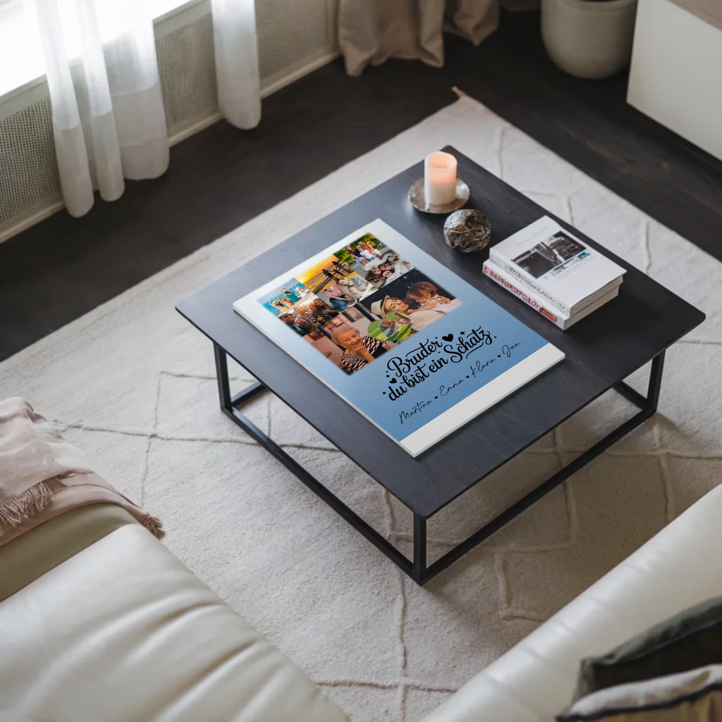 Magnetposter Fotoboard mit 8 Fotos und 1 Herz Foto Bruder du bist mein Schatz personalisiertes Geschenk 3