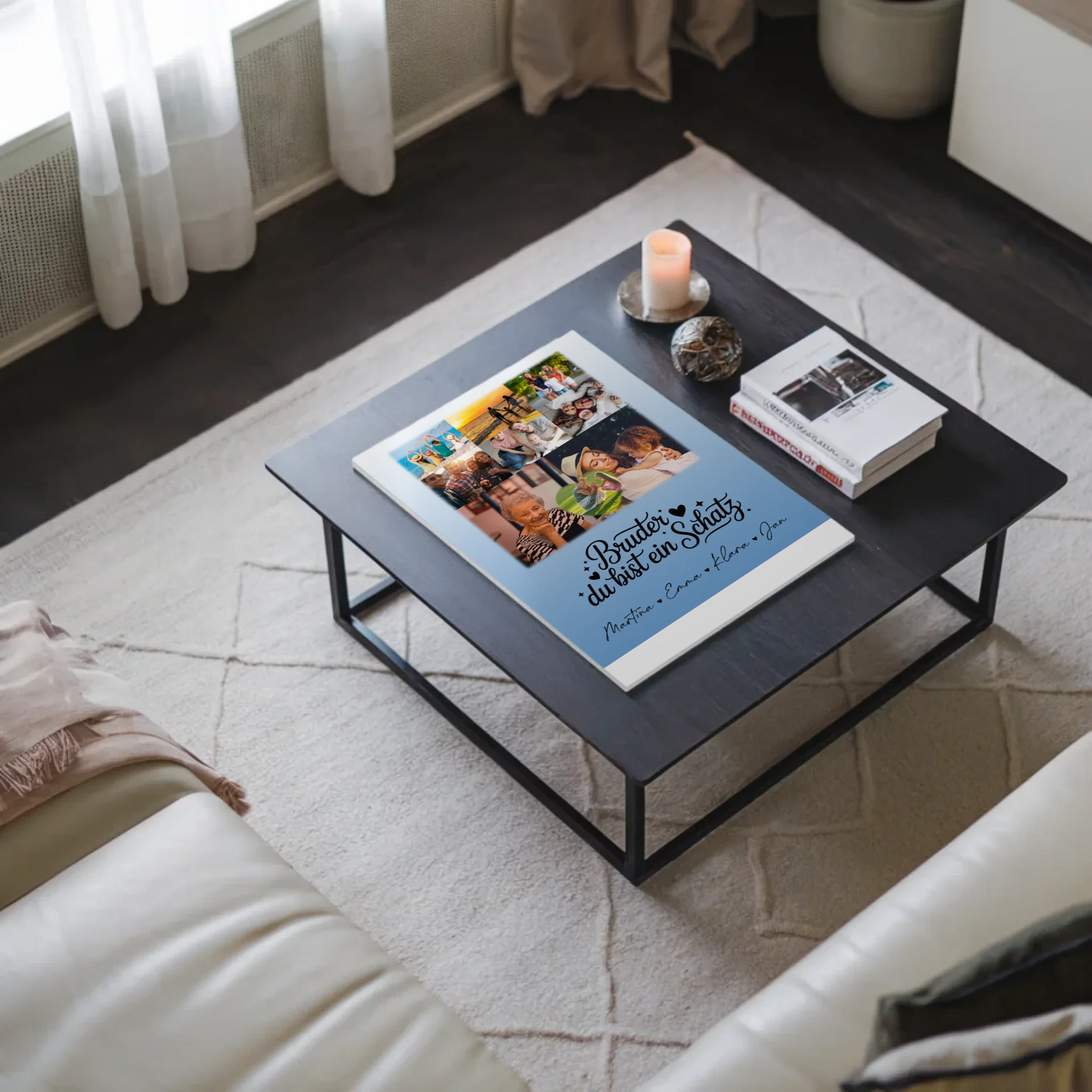 Magnetposter Fotoboard mit 8 Fotos und 1 Herz Foto Bruder du bist mein Schatz personalisiertes Geschenk 3