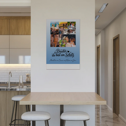 Magnetposter Fotoboard mit 8 Fotos und 1 Herz Foto Bruder du bist mein Schatz personalisiertes Geschenk 2
