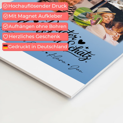 Magnetposter Fotoboard mit 8 Fotos und 1 Herz Foto Bruder du bist mein Schatz personalisiertes Geschenk 4