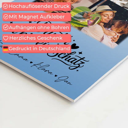 Magnetposter Fotoboard mit 8 Fotos und 1 Herz Foto Bruder du bist mein Schatz personalisiertes Geschenk 10