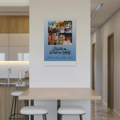 Magnetposter Fotoboard mit 8 Fotos und 1 Herz Foto Bruder du bist mein Schatz personalisiertes Geschenk