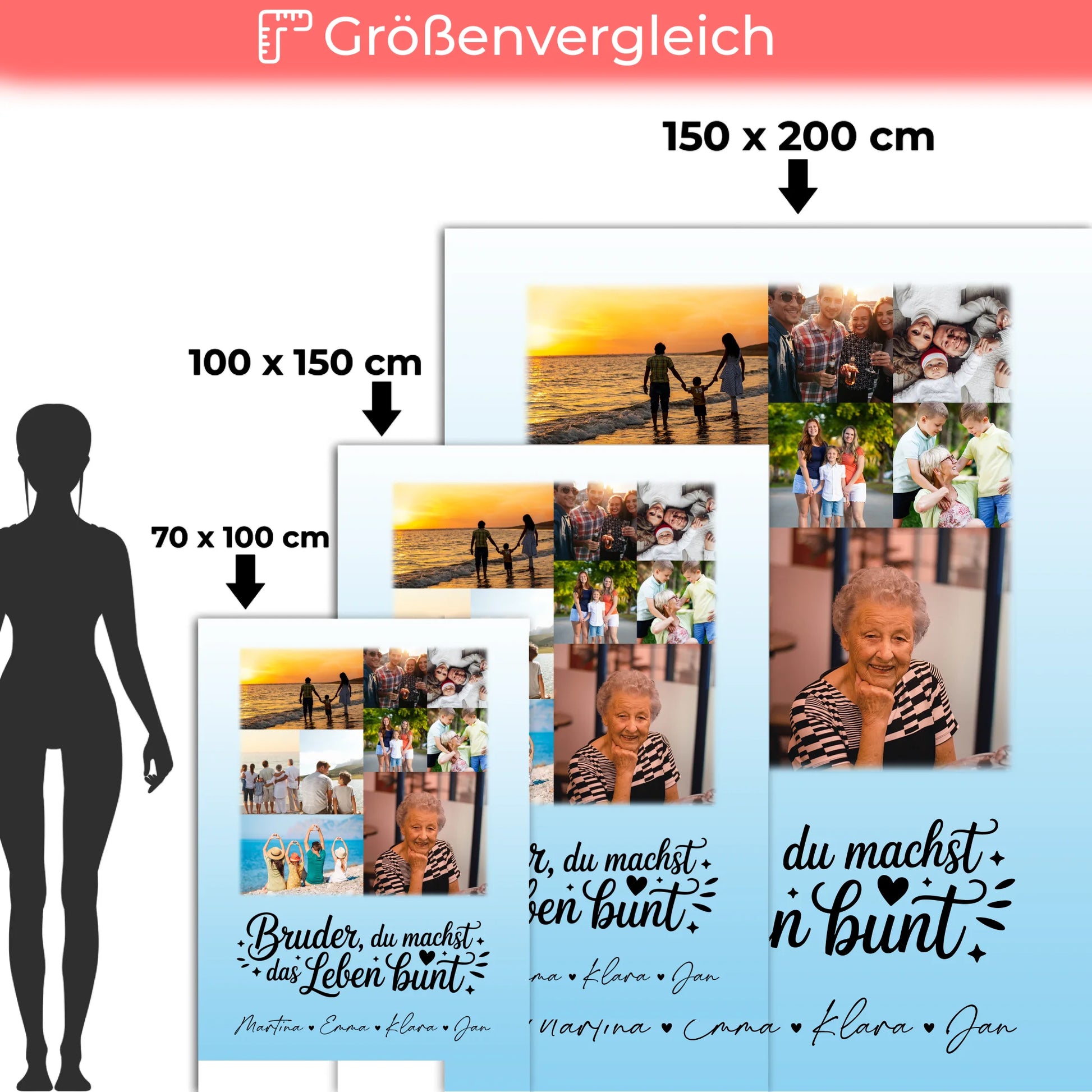 Personalisierte Namensdecke mit 9 Fotos Bruder du machst bunt Geschenk für Geschwister 5