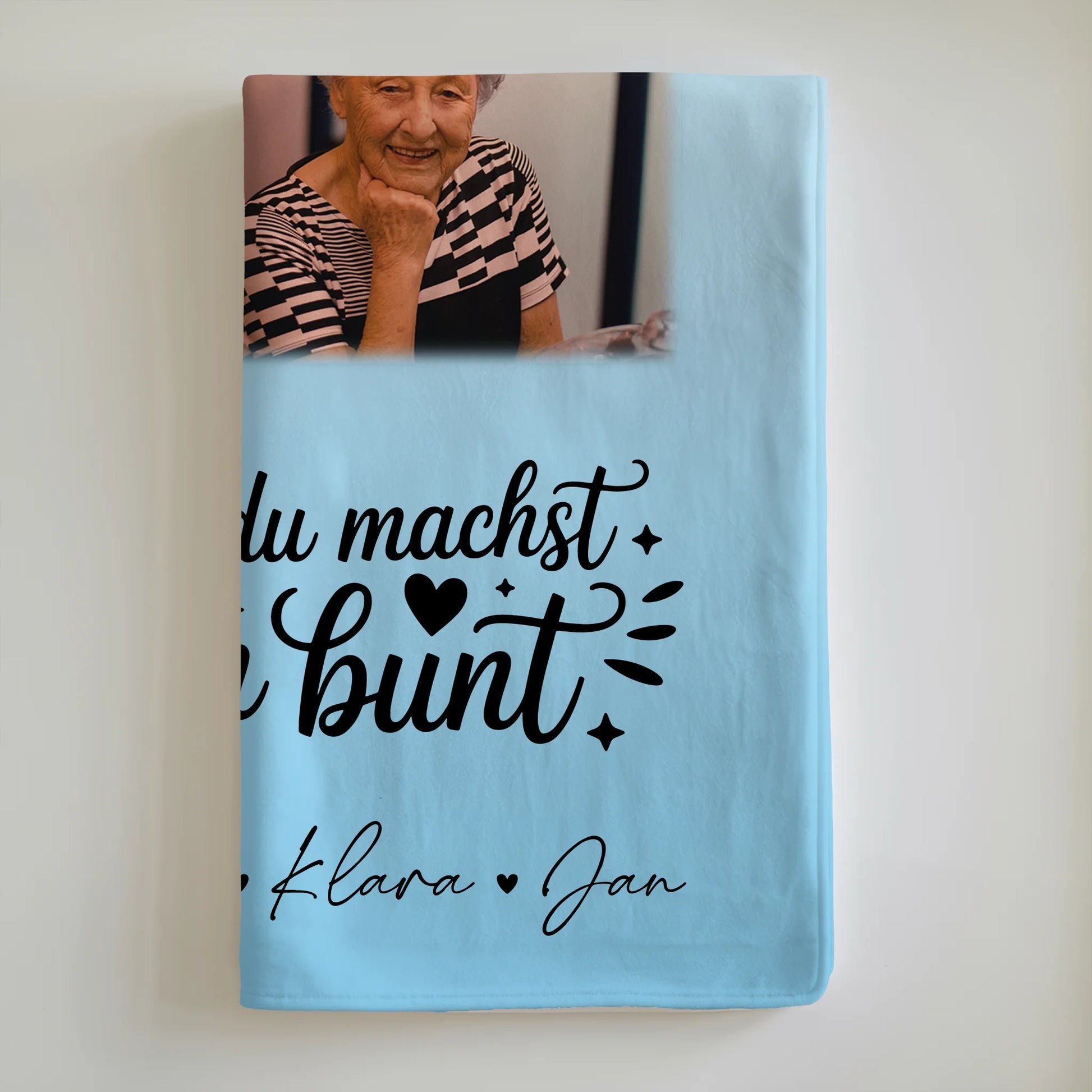 Personalisierte Namensdecke mit 9 Fotos Bruder du machst bunt Geschenk für Geschwister 6