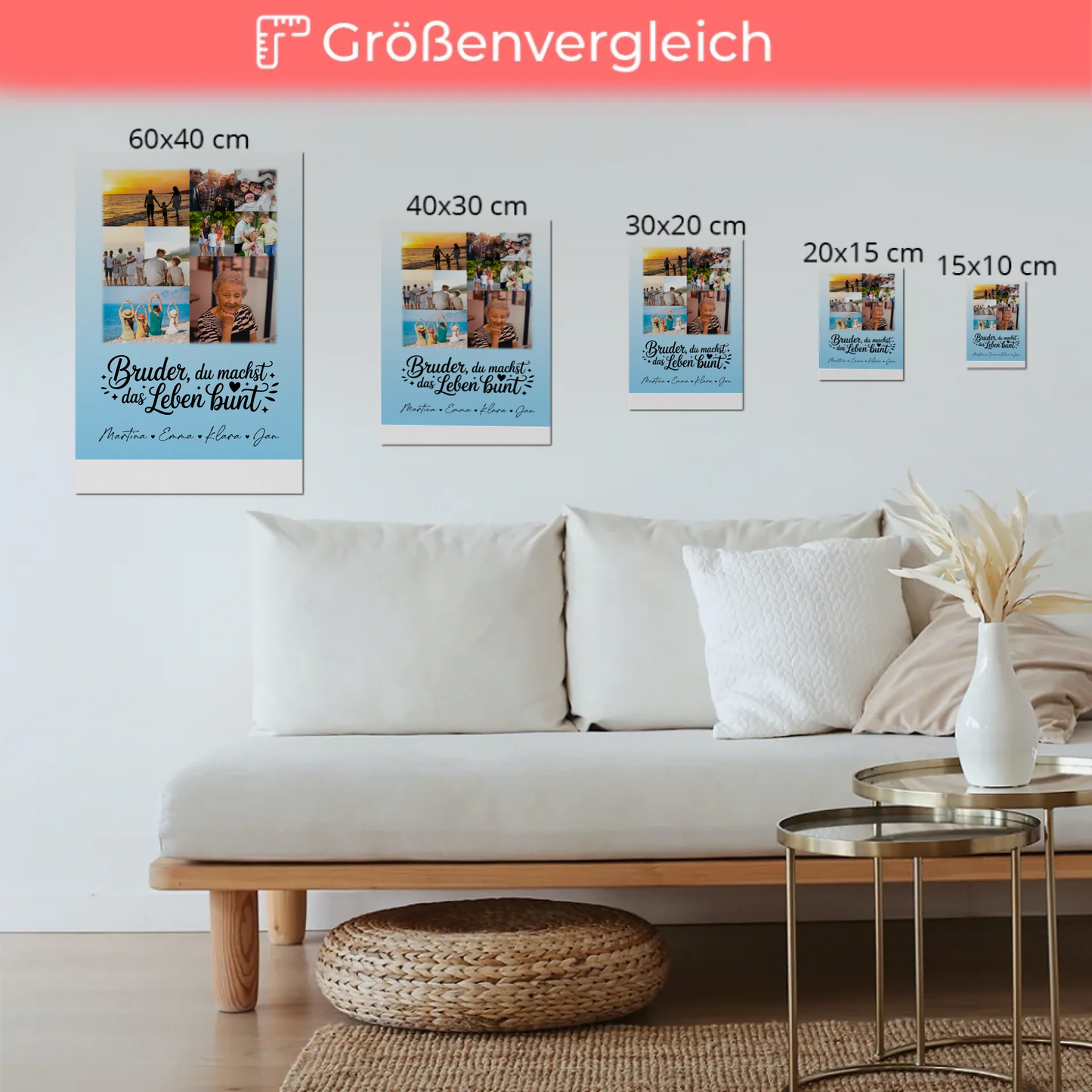 Personalisiertes Fotoboard Poster Magnetisch mit 9 Fotos Bruder du machst bunt Geschenk 6