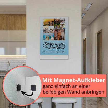 Personalisiertes Fotoboard Poster Magnetisch mit 9 Fotos Bruder du machst bunt Geschenk 5