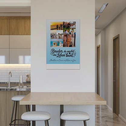 Personalisiertes Fotoboard Poster Magnetisch mit 9 Fotos Bruder du machst bunt Geschenk 2