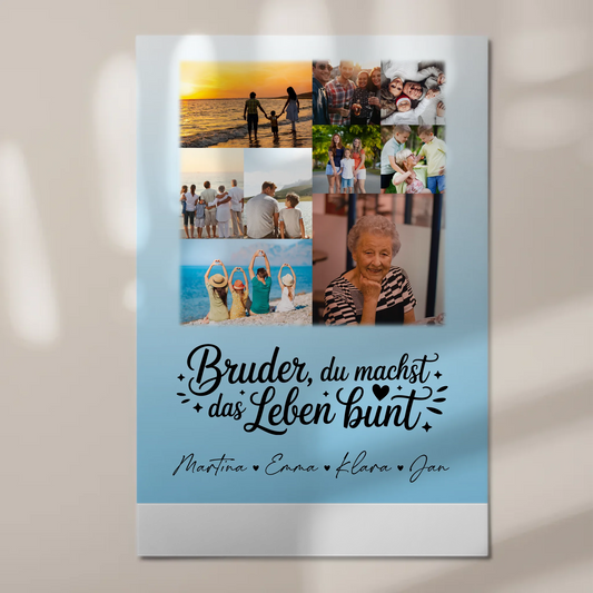 Personalisiertes Fotoboard Poster Magnetisch mit 9 Fotos Bruder du machst bunt Geschenk 1