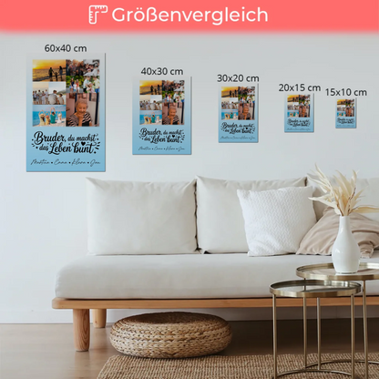 Personalisiertes Fotoboard Poster Magnetisch mit 9 Fotos Bruder du machst bunt Geschenk