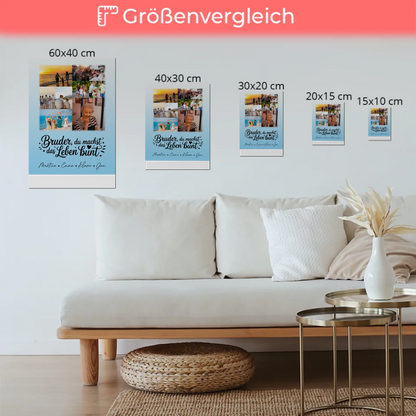 Personalisiertes Fotoboard Poster Magnetisch mit 9 Fotos Bruder du machst bunt Geschenk