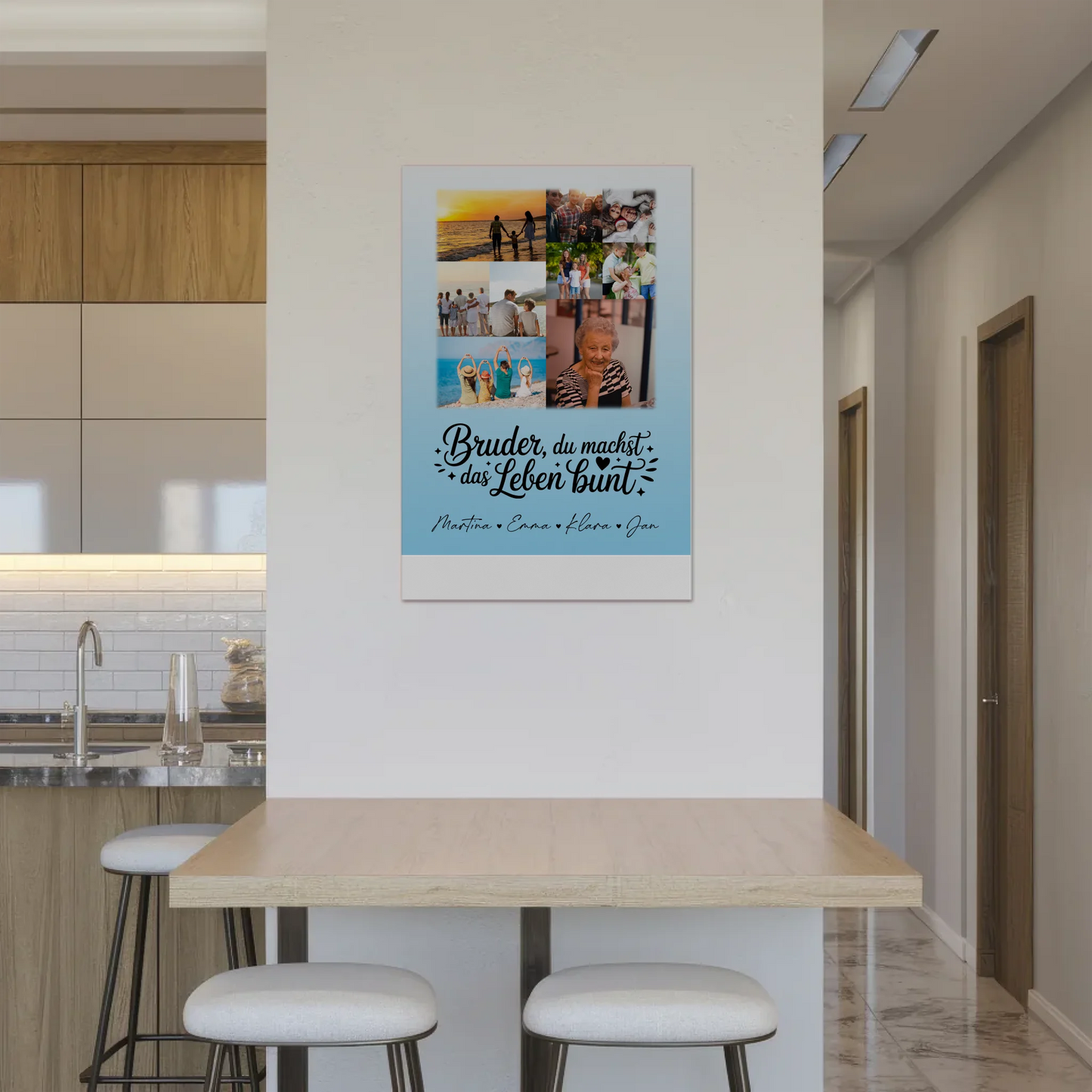 Personalisiertes Fotoboard Poster Magnetisch mit 9 Fotos Bruder du machst bunt Geschenk