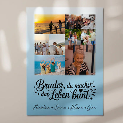 Personalisiertes Fotoboard Poster Magnetisch mit 9 Fotos Bruder du machst bunt Geschenk