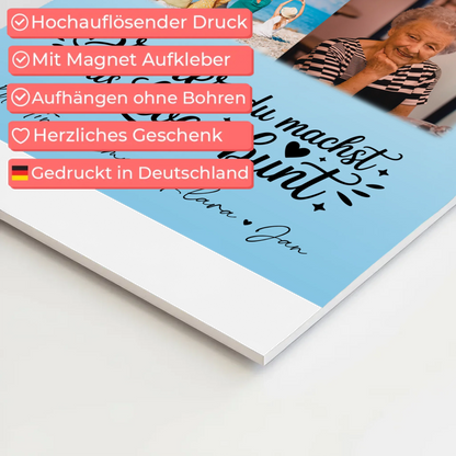 Personalisiertes Fotoboard Poster Magnetisch mit 9 Fotos Bruder du machst bunt Geschenk