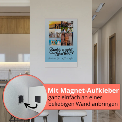 Personalisiertes Fotoboard Poster Magnetisch mit 9 Fotos Bruder du machst bunt Geschenk