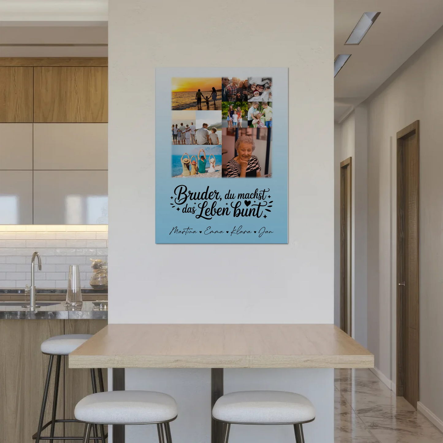 Personalisiertes Fotoboard Poster Magnetisch mit 9 Fotos Bruder du machst bunt Geschenk