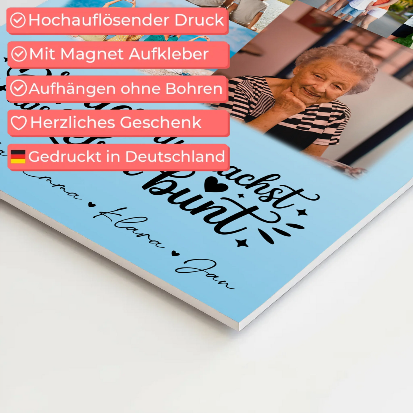 Personalisiertes Fotoboard Poster Magnetisch mit 9 Fotos Bruder du machst bunt Geschenk