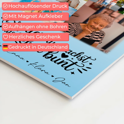 Personalisiertes Fotoboard Poster Magnetisch mit 9 Fotos Bruder du machst bunt Geschenk
