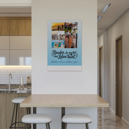 Personalisiertes Fotoboard Poster Magnetisch mit 9 Fotos Bruder du machst bunt Geschenk