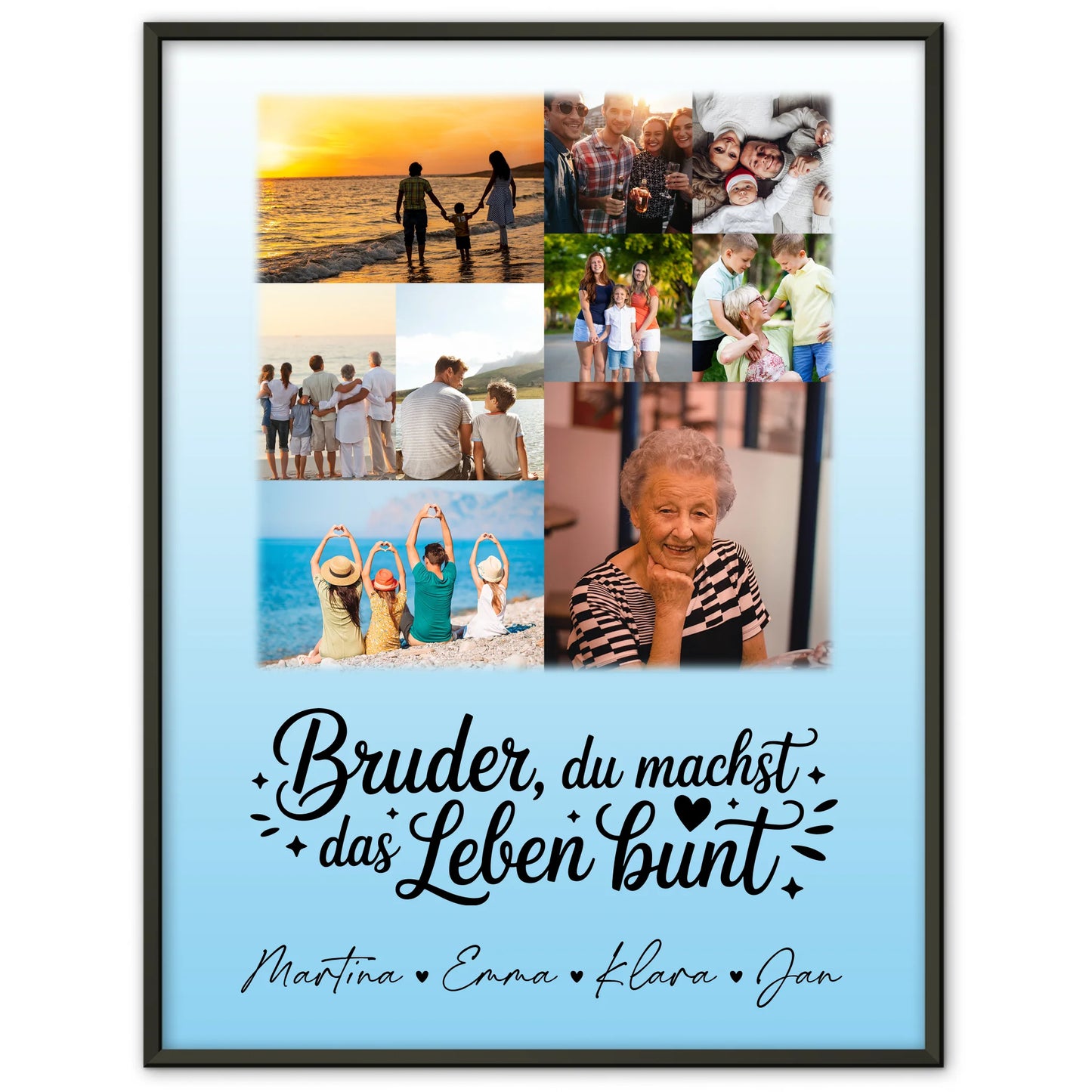 Personalisiertes Bruder Poster mit 9 Fotos Bruder du machst bunt Geschenk für Bruder