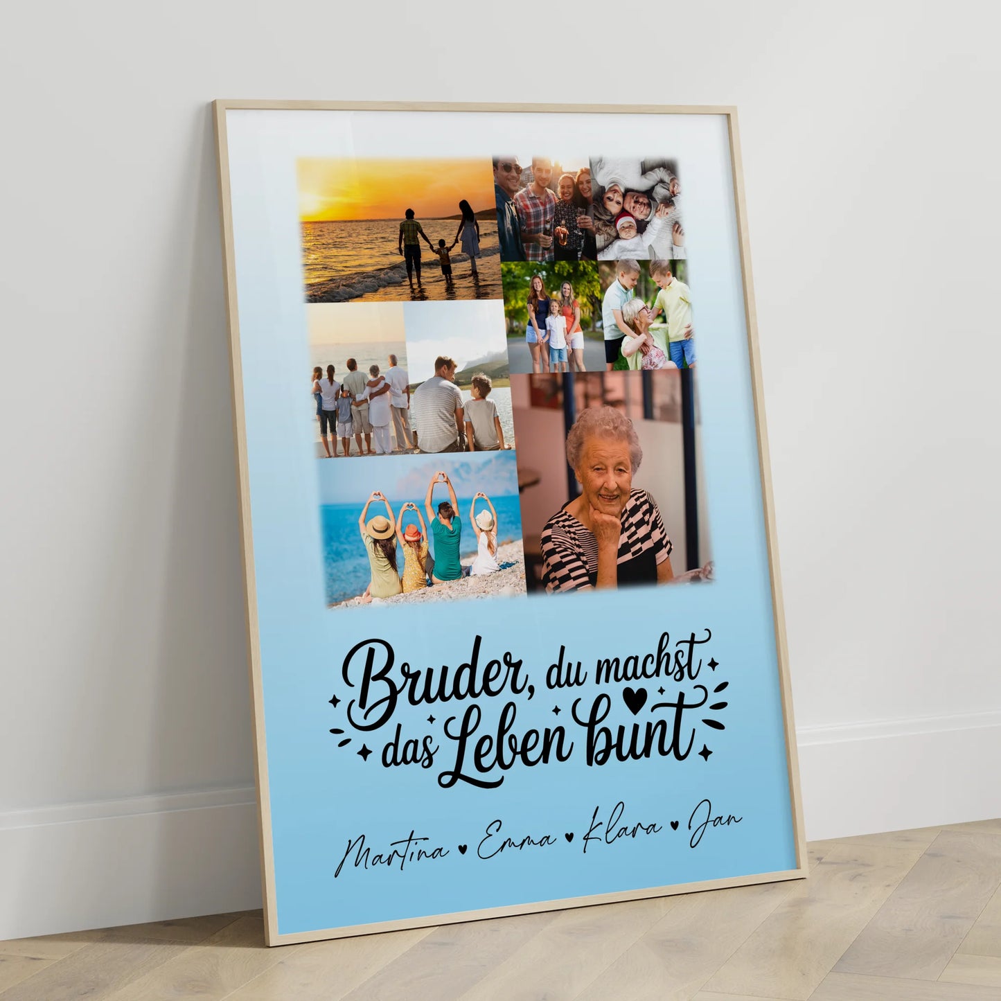 Personalisiertes Bruder Poster mit 9 Fotos Bruder du machst bunt Geschenk für Bruder