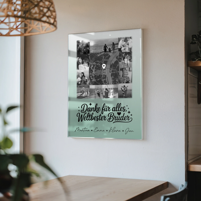 Personalisierte Acrylglas Mit Foto mit 10 Fotos und Karte in der Mitte Beste Nichte Danke Für Alles Schwarz-Weiß