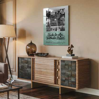 Personalisierte Acrylglas Mit Foto mit 10 Fotos und Karte in der Mitte Beste Nichte Danke Für Alles Schwarz-Weiß