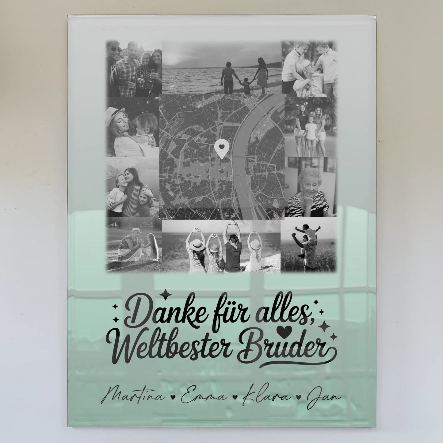 Personalisierte Acrylglas Mit Foto mit 10 Fotos und Karte in der Mitte Beste Nichte Danke Für Alles Schwarz-Weiß