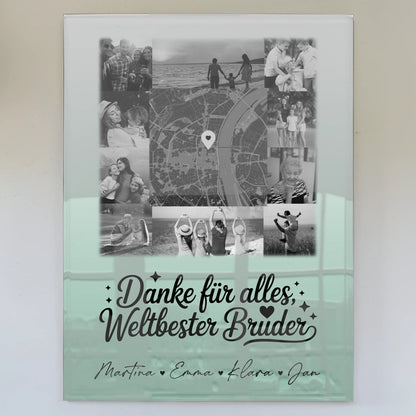 Personalisierte Acrylglas Mit Foto mit 10 Fotos und Karte in der Mitte Beste Nichte Danke Für Alles Schwarz-Weiß