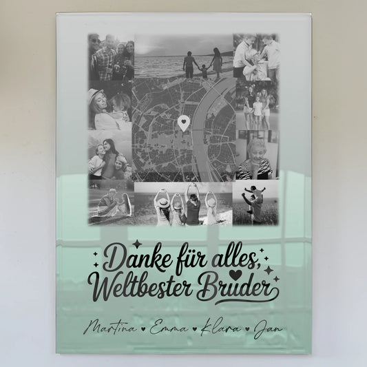 Personalisierte Acrylglas Mit Foto mit 10 Fotos und Karte in der Mitte Beste Nichte Danke Für Alles Schwarz-Weiß