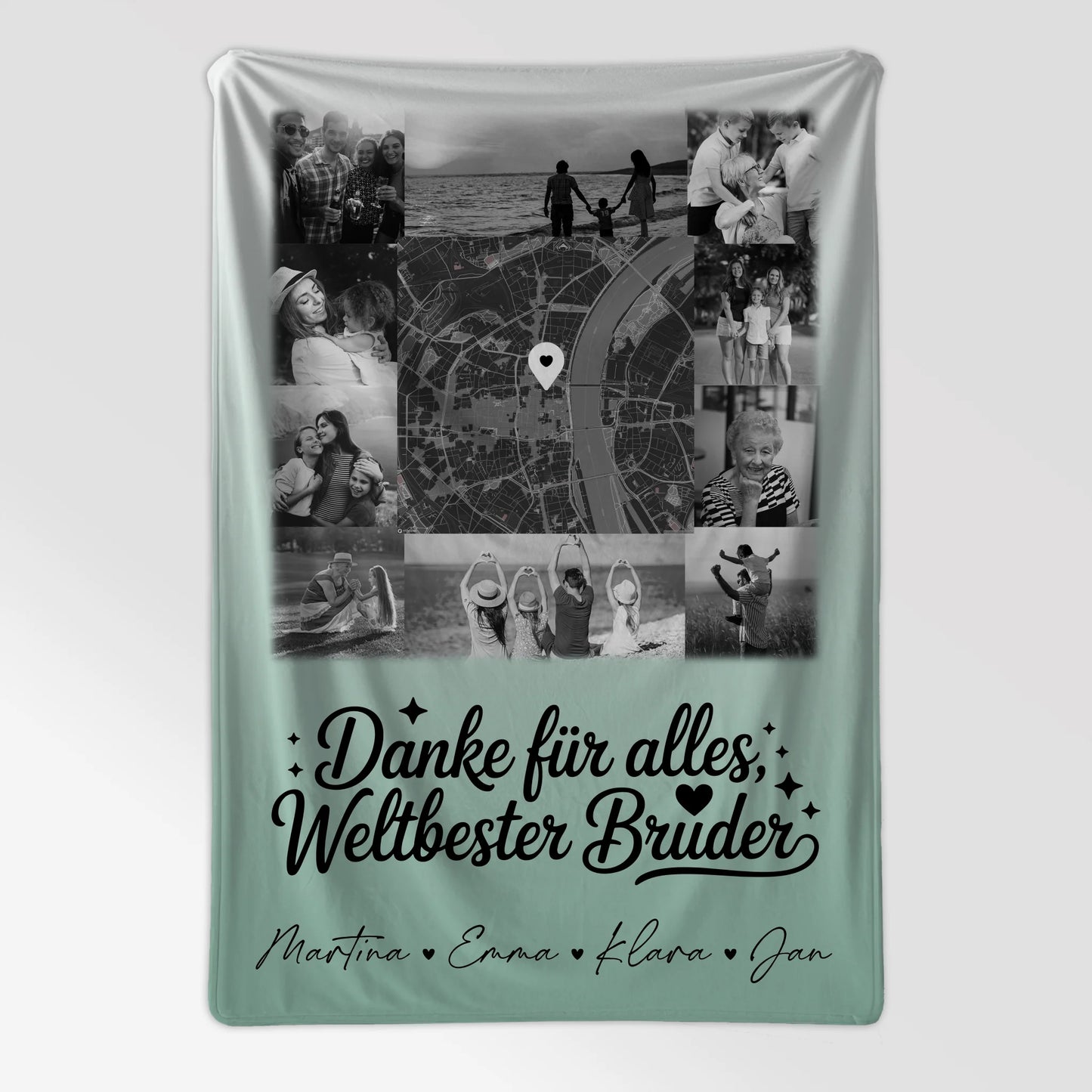 Decke Mit Namen 10 Fotos und Karte in der Mitte Beste Nichte Danke Für Alles Schwarz-Weiß Personalisiertes Geschenk 7