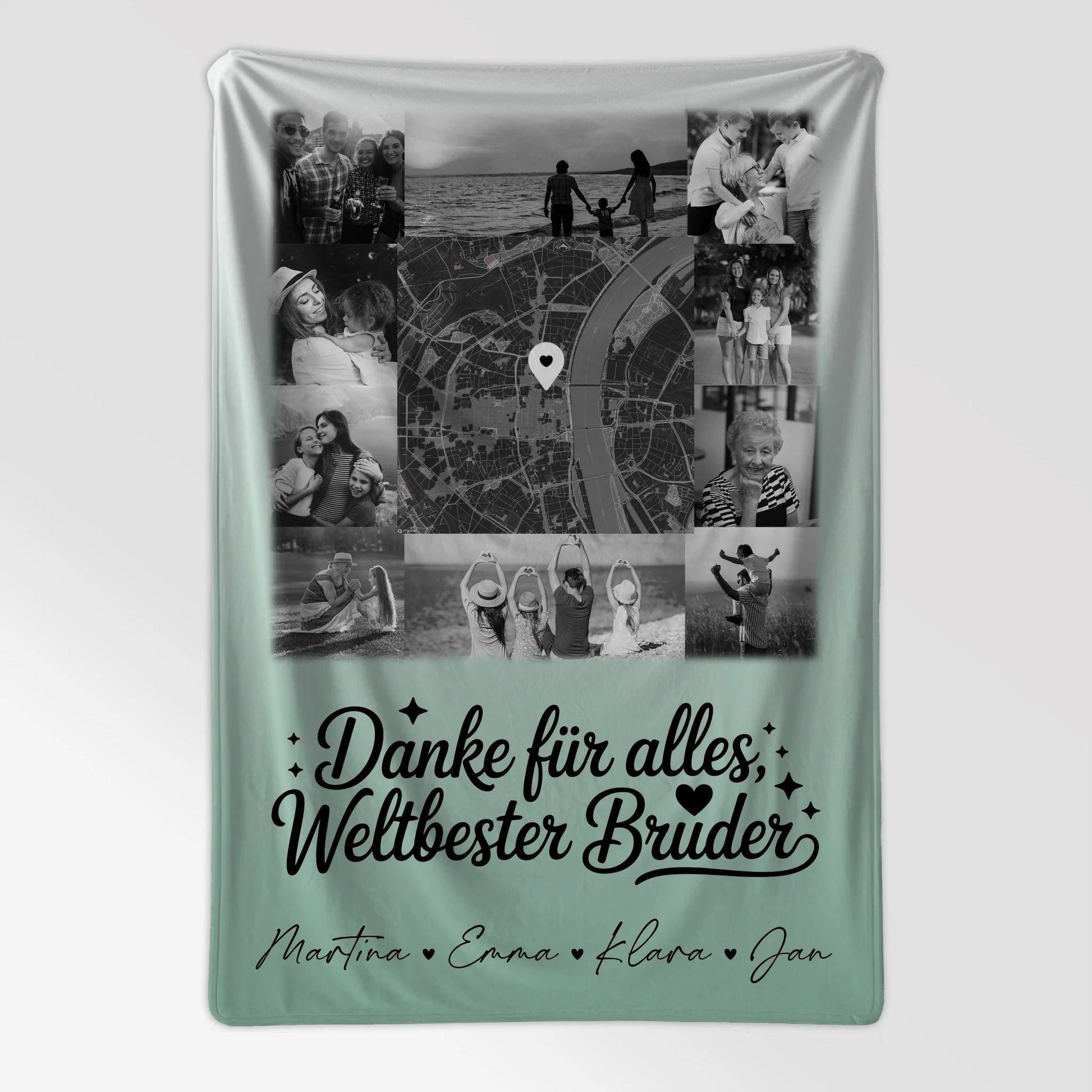 Decke Mit Namen 10 Fotos und Karte in der Mitte Beste Nichte Danke Für Alles Schwarz-Weiß Personalisiertes Geschenk 7