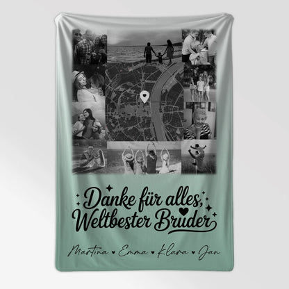 Decke Mit Namen 10 Fotos und Karte in der Mitte Beste Nichte Danke Für Alles Schwarz-Weiß Personalisiertes Geschenk 7