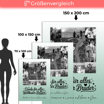 Decke Mit Namen 10 Fotos und Karte in der Mitte Beste Nichte Danke Für Alles Schwarz-Weiß Personalisiertes Geschenk 5