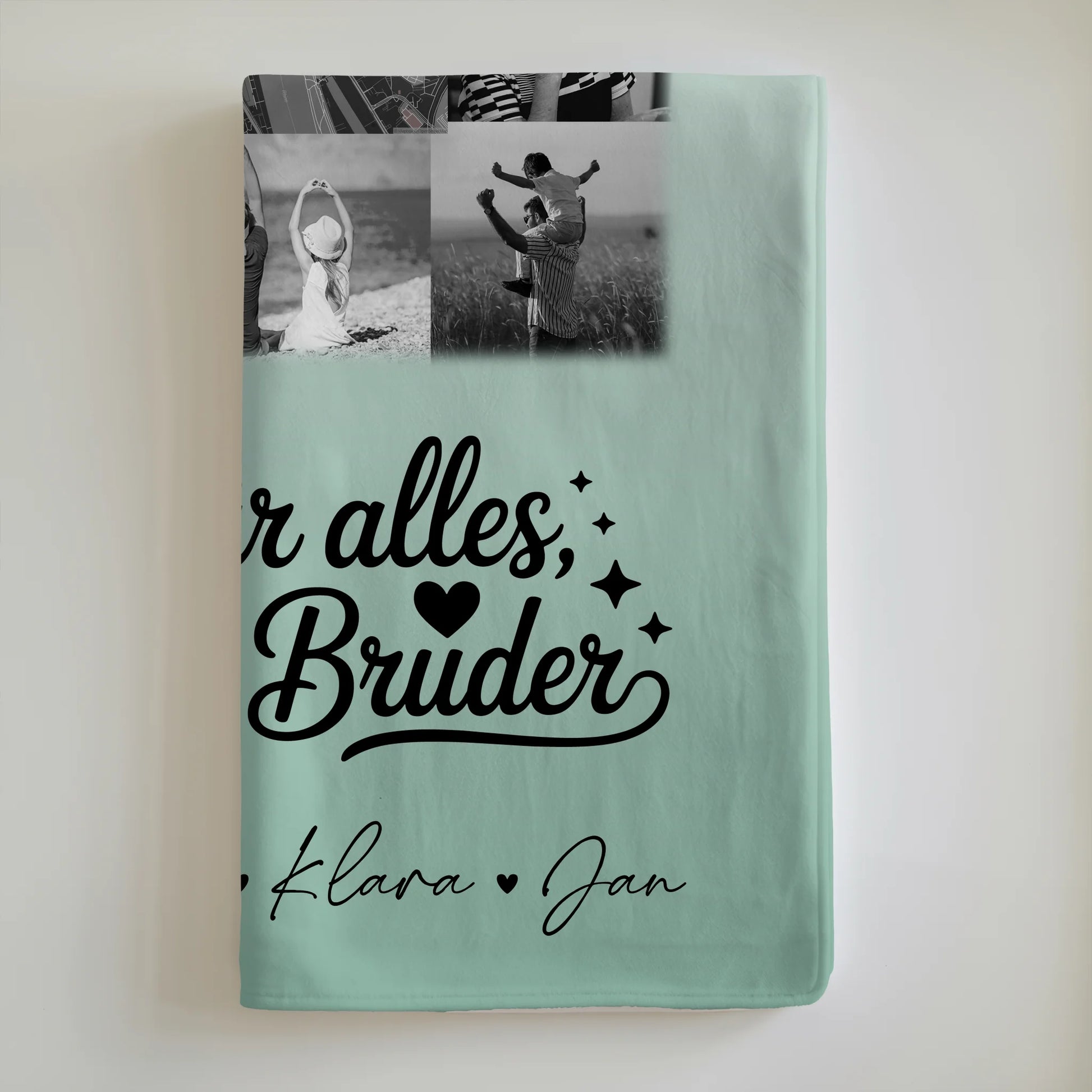 Decke Mit Namen 10 Fotos und Karte in der Mitte Beste Nichte Danke Für Alles Schwarz-Weiß Personalisiertes Geschenk 6