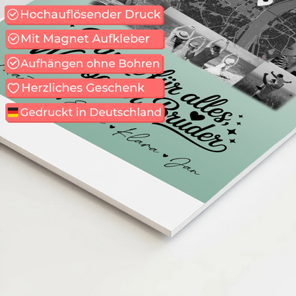 Personalisierte Fotoboard Magnet Poster mit 10 Fotos und Karte in der Mitte Beste Nichte Danke für alles Schwarz-Weiß 4