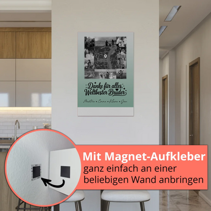 Personalisierte Fotoboard Magnet Poster mit 10 Fotos und Karte in der Mitte Beste Nichte Danke für alles Schwarz-Weiß