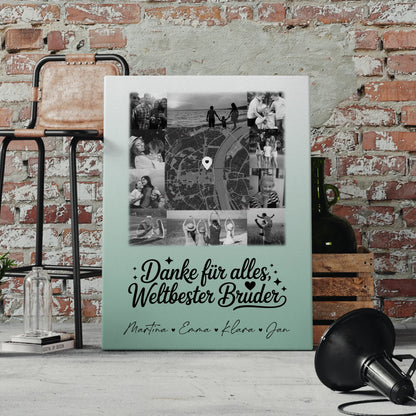 Wandbild Fotocollage mit 10 Fotos und Karte in der Mitte für die beste Nichte Schwarz-Weiß personalisiertes Geschenk 4