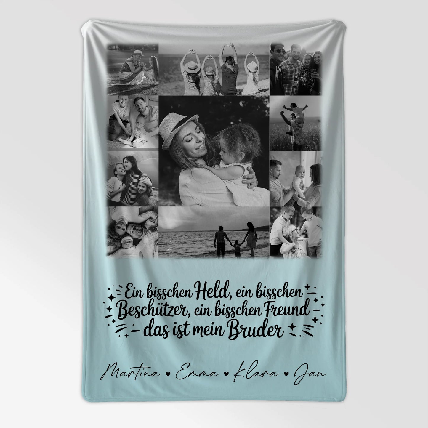 Personalisierte Kuscheldecke Mit Namen Und Motiv 11 Fotos Held Beschützer Freund mein Bruder Schwarz-Weiß 7